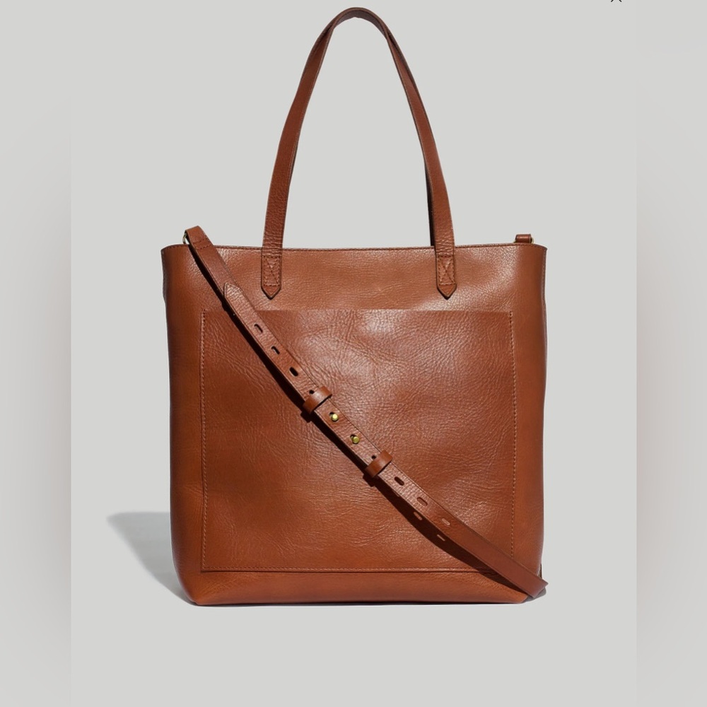 Madewell The Zip-Top Medium Transport Tote in English Saddle AE189